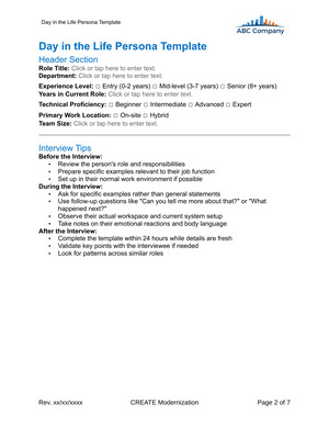 Day in the Life Persona Template preview